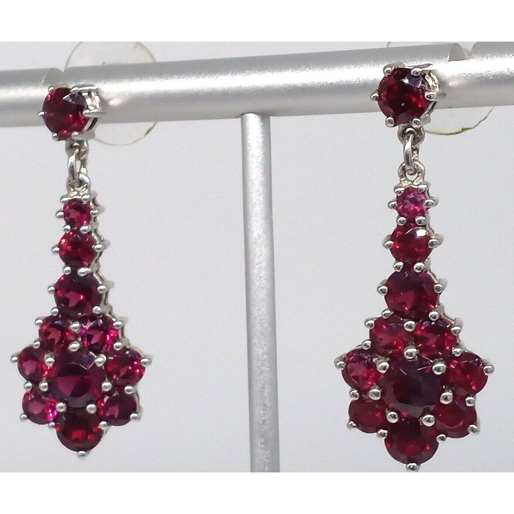 Pink Gemstone Chuck Clemency Earrings STS 925 Sterling Silver Dangle Sparkly!